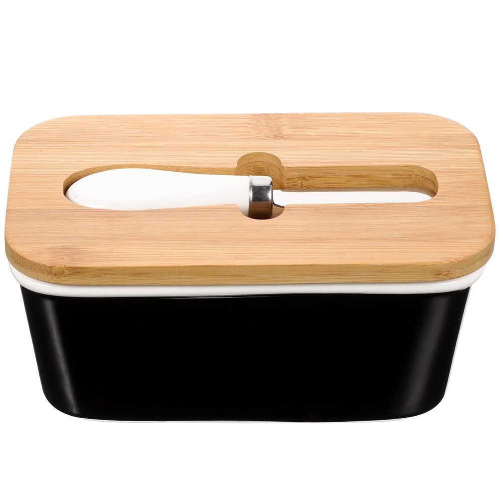 1set Ceramic Butter Keeper with Cutter Elegant Butter Preservation Box for Kitchen Countertop for Freshness and Easy Storage