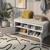 LUMISOL Storage Bench with 2 Doors and Shoe Rack Storage Chest with Seat Cushion Shoe Cabinet for Foyer Entryway Hallway view 3