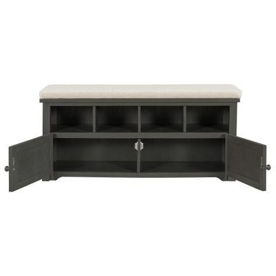 LUMISOL Storage Bench with 2 Doors and Shoe Rack Storage Chest with Seat Cushion Shoe Cabinet for Foyer Entryway Hallway