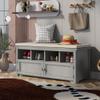 LUMISOL Storage Bench with 2 Doors and Shoe Rack Storage Chest with Seat Cushion Shoe Cabinet for Foyer Entryway Hallway view 1