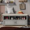 LUMISOL Storage Bench with 2 Doors and Shoe Rack Storage Chest with Seat Cushion Shoe Cabinet for Foyer Entryway Hallway view 3