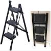 OKUOKA Ladders,Step Ladder 2/3 Step Stool Chair Anti Slip with Platform and Feet Multi- Folding Ladder Hohold Stepladder for Kitchen/Adults 150Kg Capacity/Black/3 Layer view 1