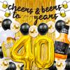 40th Birthday Decorations for Men, 40 Birthday Decorations with 40 Inch Gold 40 Number Balloons, Cheers to 40 Years Banner,Fringe Curtains and Cups Foil Balloons view 1