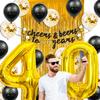 40th Birthday Decorations for Men, 40 Birthday Decorations with 40 Inch Gold 40 Number Balloons, Cheers to 40 Years Banner,Fringe Curtains and Cups Foil Balloons view 3