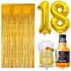 18th Birthday Decorations for Boys, 18 Birthday Decorations with 40 Inch Gold 18 Number Balloons, Cheers to 18 Years Banner,Fringe Curtains and Cups Foil Balloons view 4