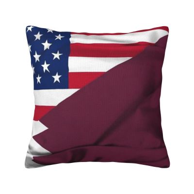 American Qatar Flag Soft Comfortable Double Sided Plush Pillow Case with Strong Home Practicality 18 X 18 in