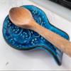 Blue & Turquoise Turkish Ceramic Spoon Rest, Authentic Ladle Scoop Fork Rest, Stove Tea Bag Holder, Kitchen Utensil Holder, Gift for Home view 4