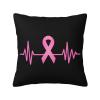 Pink Ribbon Heartbeat Breast Cancer Awareness Soft Comfortable Double Sided Plush Pillow Case with Strong Home Practicality 18 X 18 in view 1