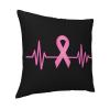 Pink Ribbon Heartbeat Breast Cancer Awareness Soft Comfortable Double Sided Plush Pillow Case with Strong Home Practicality 18 X 18 in view 2