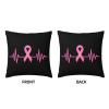 Pink Ribbon Heartbeat Breast Cancer Awareness Soft Comfortable Double Sided Plush Pillow Case with Strong Home Practicality 18 X 18 in view 3