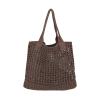 ENBEI Women's Beach Tote Bag, Crocheted Knit Hollow Design, Stylish & Spacious Tote for Beach,Travel,and Everyday Use,Cute Aesthetic Summer Handbag (coffee) view 4