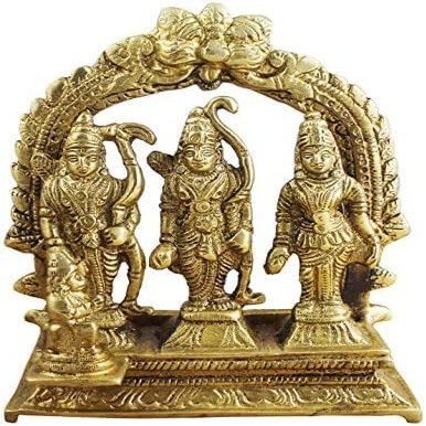 BishtHub Ram Darbar Statue Brass Lord Ram Sita Lakshman Hanuman ji Idol Religious Murti Sculpture, Pack of 2