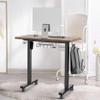 SHW 40-Inch Mobile Electric Height Adjustable Sit to Stand Desk with Drawer, Hanging Hooks and Cable Management, Rustic Brown view 2