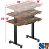 SHW 40-Inch Mobile Electric Height Adjustable Sit to Stand Desk with Drawer, Hanging Hooks and Cable Management, Rustic Brown view 3