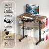 SHW 40-Inch Mobile Electric Height Adjustable Sit to Stand Desk with Drawer, Hanging Hooks and Cable Management, Rustic Brown view 4