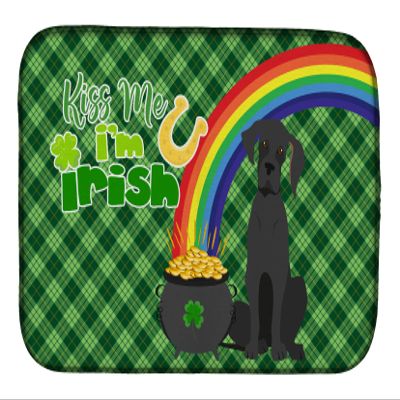 Caroline's Treasures WDK4844DDM Black Great Dane St. Patrick's Day Dish Drying Mat Absorbent Dish Drying Mat Pad for Kitchen Counter Dish Drainer Mat for Countertop, 14 x 21", Multicolor