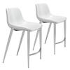 HomeRoots Set of Two White Faux Leather and Steel Modern Stitch Bucket Counter Chairs view 1