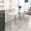 HomeRoots Set of Two White Faux Leather and Steel Modern Stitch Bucket Counter Chairs view 2