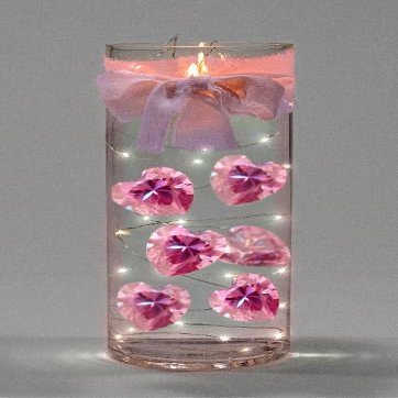 Vase Pearlfection 60 Floating Crystal Large Blush Pink Hearts- Fills 2 Gallons of Transparent Gels for Floating Effect-with Measured Floating Gels Prep Bags for Best Results!