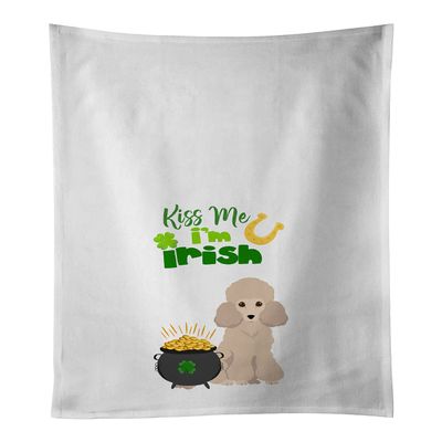 Caroline's Treasures WDK4886WTKT Toy Cream Poodle St. Patrick's Day White Kitchen Towel Set of 2 Dish Towels Decorative Bathroom Hand Towel for Hand, Face, Hair, Yoga, Tea, Dishcloth, 19 X 25, White