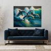 Sense Canvas Dolphin Vibrant Lively 21 Canvas Art - Home Decor Wall Art Print Poster Painting Small 16x12 / 0.75" view 2