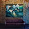 Sense Canvas Dolphin Vibrant Lively 21 Canvas Art - Home Decor Wall Art Print Poster Painting Small 16x12 / 0.75" view 3