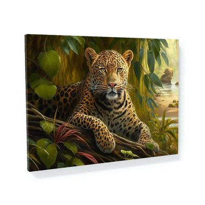Sense Canvas Leopard Realistic Jungle 11 Canvas Art - Home Decor Wall Art Print Poster Painting Small 16x12 / 0.75"