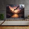 Sense Canvas Bat Realistic River Sunset 6 Canvas Art - Home Decor Wall Art Print Poster Painting Large 40x30 / 1.5" view 2