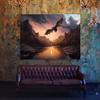 Sense Canvas Bat Realistic River Sunset 6 Canvas Art - Home Decor Wall Art Print Poster Painting Large 40x30 / 1.5" view 3