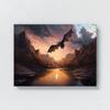 Sense Canvas Bat Realistic River Sunset 6 Canvas Art - Home Decor Wall Art Print Poster Painting Large 40x30 / 1.5" view 4