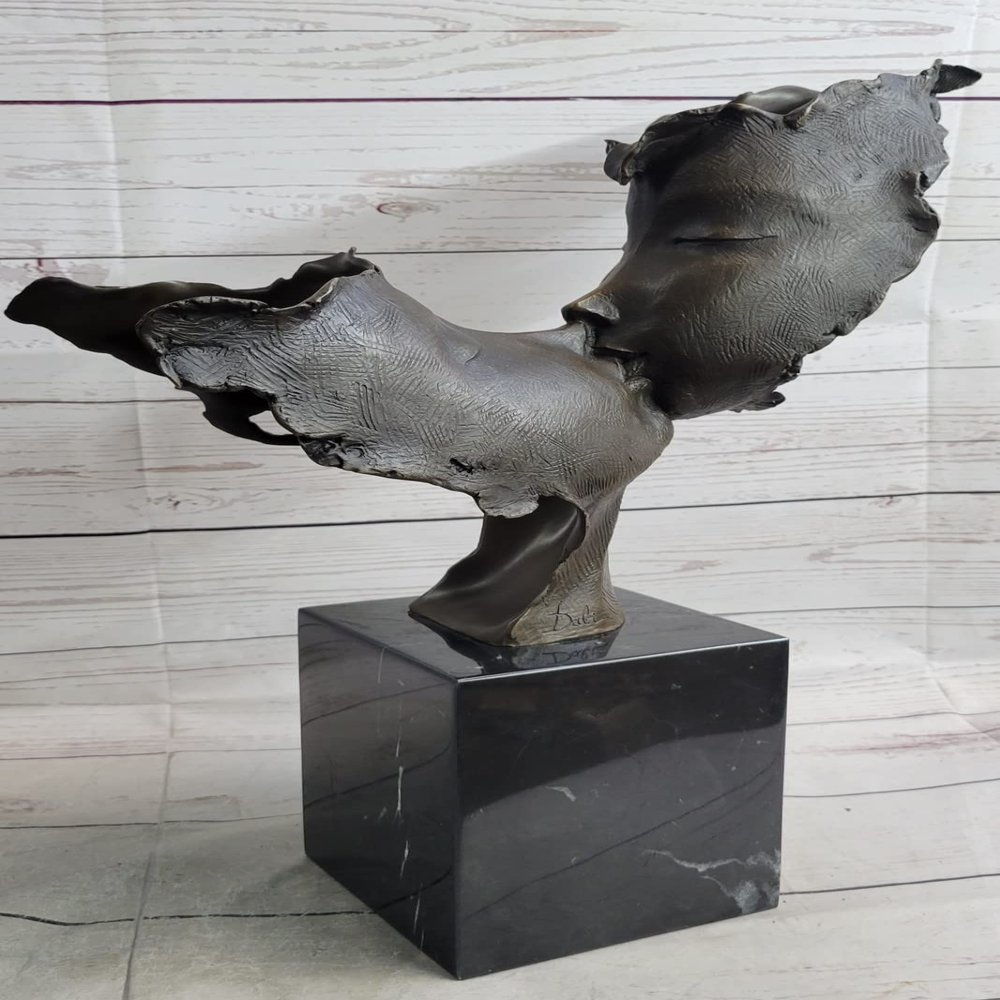EUROPEAN BRONZE Bronze Sculpture Modern Art Abstract Male and Female Kissing by Dali Decor Decorative Gift Deal