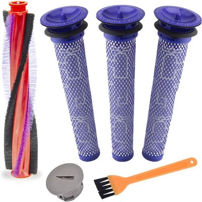 8.86 In/225mm Motorhead Soft Roller Cleaner Head Brush Bar Roller,End Cap & Pre Filters Replacement Compatible with Dyson V6 DC59 DC62 SV03 SV07 Cordless Parts (8.86 In/225mm)