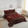 Boho Tribal Comforter Set King, Retro Exotic Bedding Set, Vintage Lattice Bohemian Down Comforter, Dark Red Antique Grid Damask Inspired Medallion Egyptian 3Pcs Duvet Insert view 2