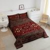 Boho Tribal Comforter Set King, Retro Exotic Bedding Set, Vintage Lattice Bohemian Down Comforter, Dark Red Antique Grid Damask Inspired Medallion Egyptian 3Pcs Duvet Insert view 3