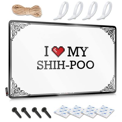 Abipuir Small Sign I Love My Shih-Poo Tin Sign Man Cave Decor and Accessories Bedroom Furniture (Color : Colour, Size : 20X30CM)