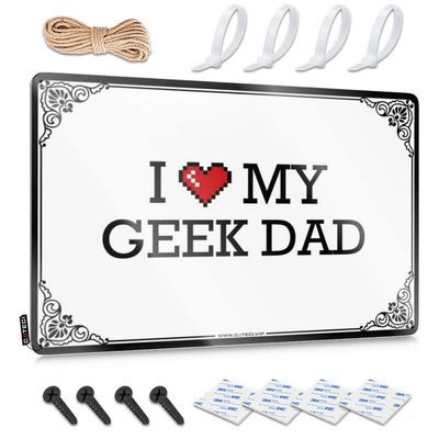 Abipuir Funny Metal Poster I Love My Geek Dad Tin Sign Bar Signs for Home Decor Bar Signs for Home Bar (Color : Colour, Size : 30X40CM)