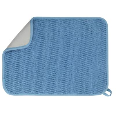 GeeRic Microfiber Dish Drying Mat, Super Absorbent Kitchen Dish Drying Pad for Valentine's Day, Reversible Gift Mats for Countertop, 12 * 16 inch Blue