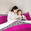 Manfei Pink Leopard Comforter Set Twin Size, Black White Zebra Print Bedding Set 2pcs for Kids Girls Adults Room Decor, Wild Animal Skin Down Comforter with 1 Pillowcase, No Sheets view 3