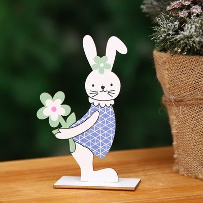 KYDCO 3 Pack Easter Bunny Table Dcor Easter Rabbit Tabletop Wooden Centerpiece Signs Crafts Statue Farmhouse Accent Home Desk Shelf Countertop Party Office Spring Easter Ornaments Gifts