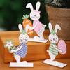 KYDCO 3 Pack Easter Bunny Table Dcor Easter Rabbit Tabletop Wooden Centerpiece Signs Crafts Statue Farmhouse Accent Home Desk Shelf Countertop Party Office Spring Easter Ornaments Gifts view 2