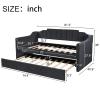 Classic Upholstered Daybed with Trundle,Wood Twin Size Sofa Bed with Handrail,for Kids Boys Girls Teens Adults Bedroom Use (Black@W) view 2