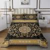 Erosebridal Royal Floral Quilt King Black Gold Boho Bedspread European Exotic Flowers Coverlet Bohemian Black Yellow Geometric Lattice Soft Luxury Bedspread Quilt Set view 2