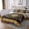 Erosebridal Royal Floral Quilt King Black Gold Boho Bedspread European Exotic Flowers Coverlet Bohemian Black Yellow Geometric Lattice Soft Luxury Bedspread Quilt Set view 3