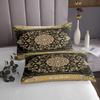 Erosebridal Royal Floral Quilt King Black Gold Boho Bedspread European Exotic Flowers Coverlet Bohemian Black Yellow Geometric Lattice Soft Luxury Bedspread Quilt Set view 4