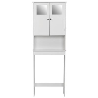 YEMELI Over The Toilet Storage Cabinet Shelf Toilet Cabinet Bathroom Organizer Shelf with 2 Glass Doors Bathroom Cabinet Organizer Shelf Space Saver with Adjustable Rack White
