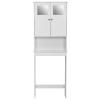 YEMELI Over The Toilet Storage Cabinet Shelf Toilet Cabinet Bathroom Organizer Shelf with 2 Glass Doors Bathroom Cabinet Organizer Shelf Space Saver with Adjustable Rack White view 1