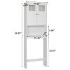 YEMELI Over The Toilet Storage Cabinet Shelf Toilet Cabinet Bathroom Organizer Shelf with 2 Glass Doors Bathroom Cabinet Organizer Shelf Space Saver with Adjustable Rack White view 3