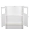 YEMELI Over The Toilet Storage Cabinet Shelf Toilet Cabinet Bathroom Organizer Shelf with 2 Glass Doors Bathroom Cabinet Organizer Shelf Space Saver with Adjustable Rack White view 4