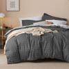 Bedsure Duvet Cover Twin Size - Reversible Plaid Duvet Cover Set with Zipper Closure, 2 Pieces Dark Grey Bedding Set with 8 Corner Ties and 1 Pillow Sham 20"x26" view 1