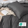 Bedsure Duvet Cover Twin Size - Reversible Plaid Duvet Cover Set with Zipper Closure, 2 Pieces Dark Grey Bedding Set with 8 Corner Ties and 1 Pillow Sham 20"x26" view 4